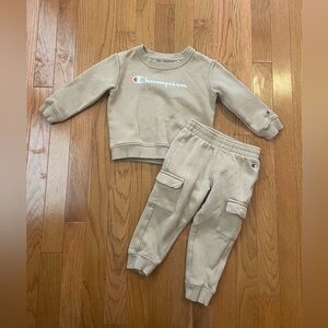 Champion Kids Tan Sweatshirt and Jogger Set 24 months neutral color